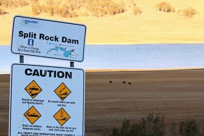 Una represa seca cerca de Tamworth, en una zona rural del este australiano