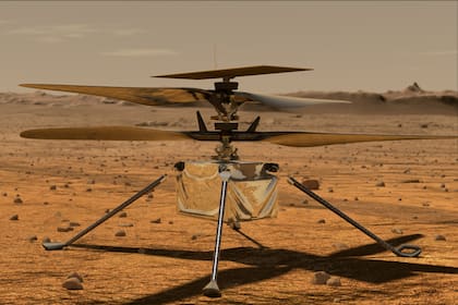 Una representación artística de Ingenuity, el dron de la NASA que busca convertirse en el primer vehículo en realizar el primer vuelo en la delgada atmósfera de Marte