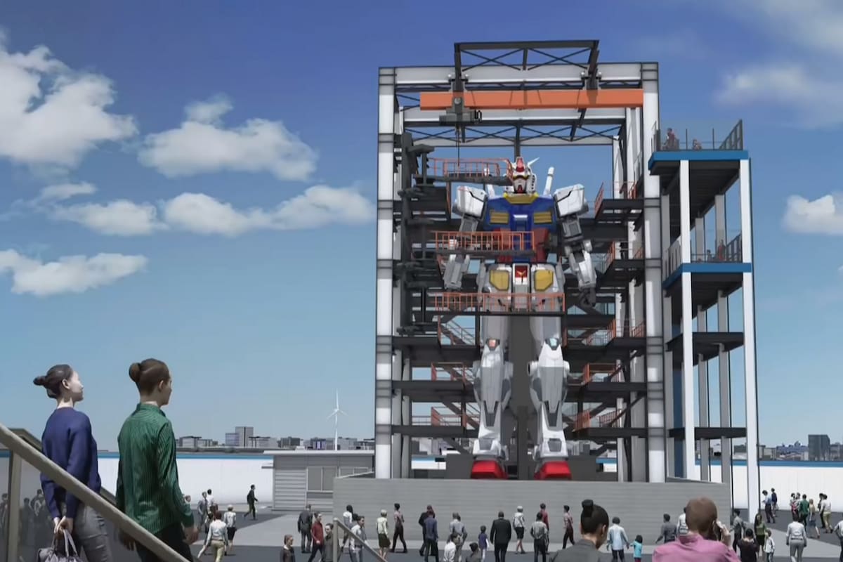 Una representación del Gundam Factory Yokohama, el espacio que tendrá la enorme escultura del robot humanoide en la ciudad portuaria ubicada al sur de Tokio