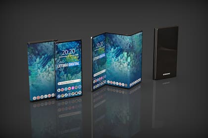 Una representación del modelo de pantalla plegable basado en la patente registrada por Samsung Display, que apela al diseño tipo acordeón, que ya había presentado de forma previa la firma china TCL
