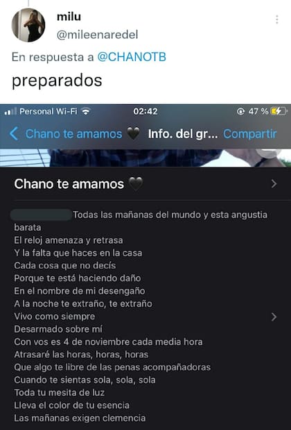 Una seguidora reaccionó de manera positiva a la promesa de Chano y ya creó un grupo de Whatsapp