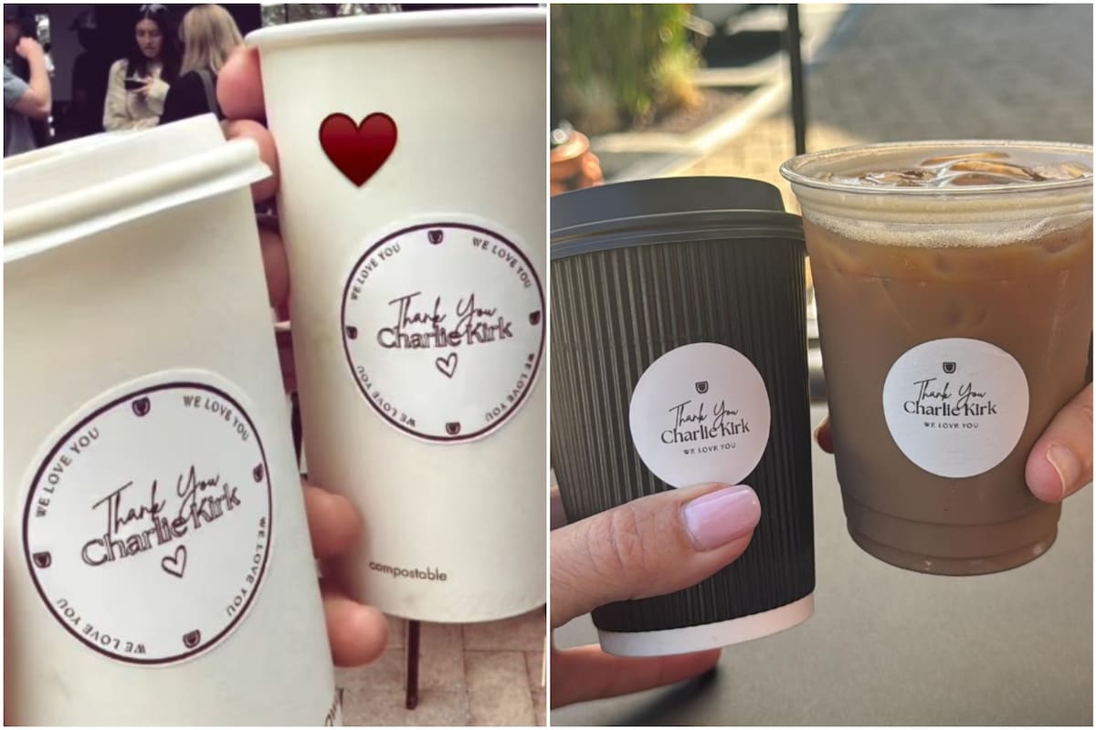 Una semana después del asesinato de Charlie Kirk, la cafetería Invita comenzó a colocar pegatinas con su nombre en los vasos de café