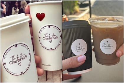 Una semana después del asesinato de Charlie Kirk, la cafetería Invita comenzó a colocar pegatinas con su nombre en los vasos de café