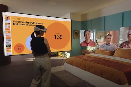 Una simulación de cómo vería las aplicaciones un usuario de Vision Pro de Apple