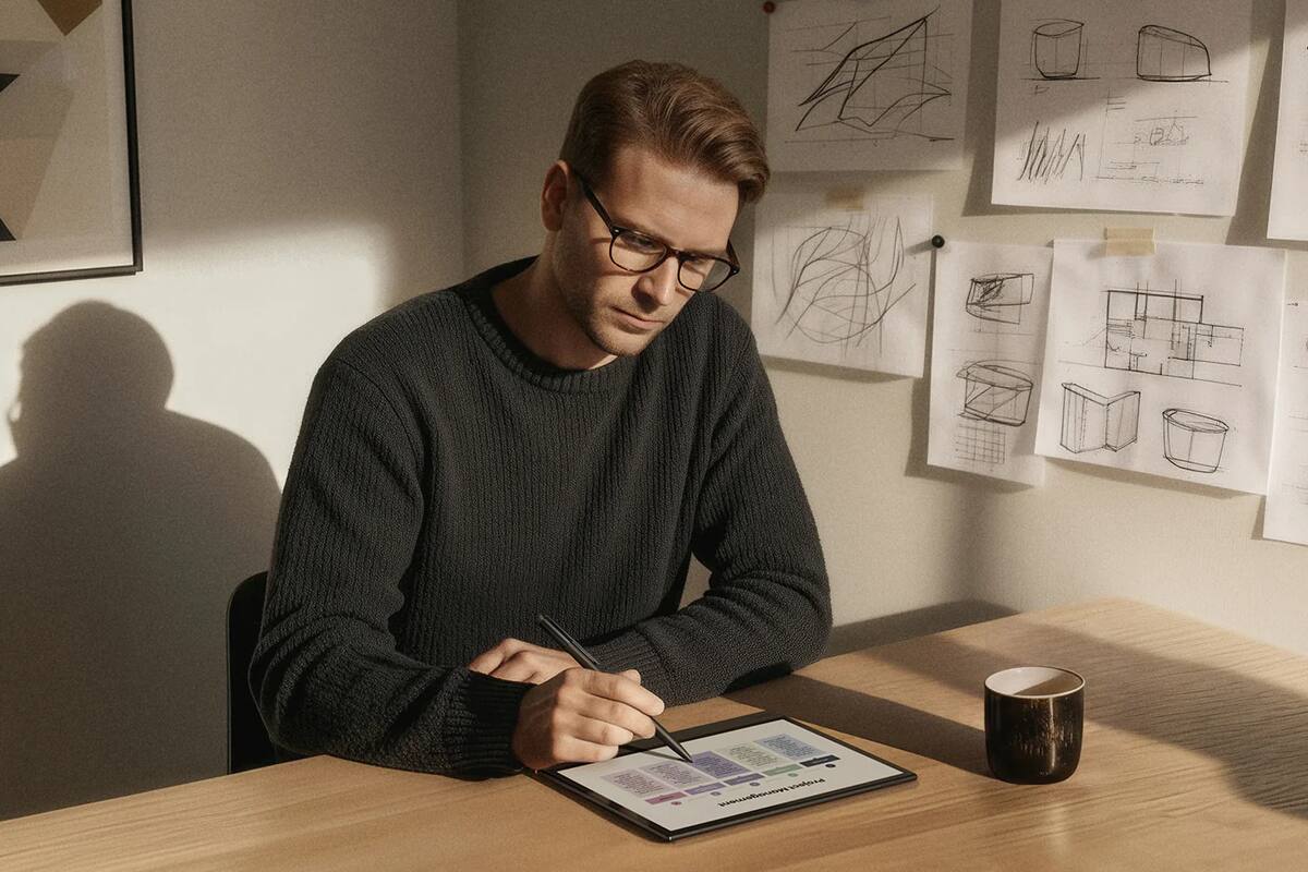 Una tableta de tinta electrónica con pantalla color de 10 pulgadas y funda con teclado magnético, la Boox Note Air5 C