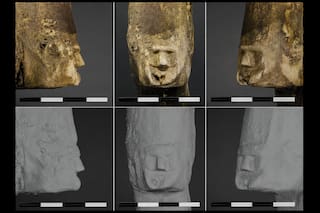 Buzos encontraron una extraña cara humana de 1000 años en las profundidades de un lago