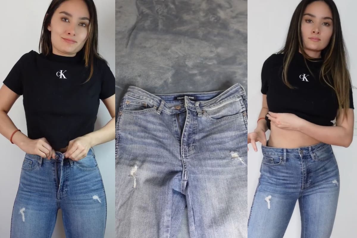 Una tiktoker compartió un truco para agrandar jeans (Captura video)