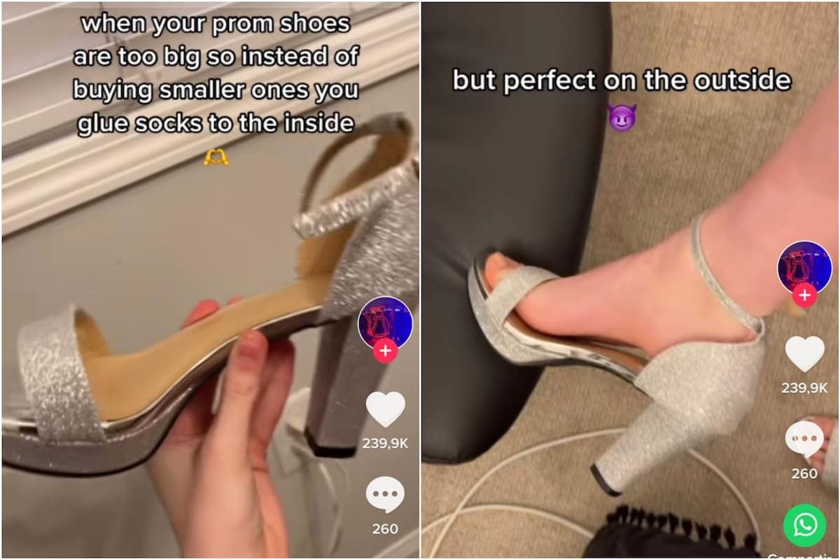 Una tiktoker les dio la solución a todas las mujeres que tienen zapatos que les quedan grandes