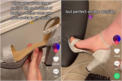 Una tiktoker les dio la solución a todas las mujeres que tienen zapatos que les quedan grandes