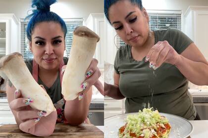 Una tiktoker mexicana publicó una receta vegetariana de la clásica chicken tinga con hongos