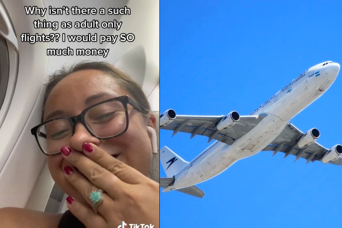 Una tiktoker vivió un calvario en un avión y pidió que existan los aviones solo para adultos; en redes no la perdonaron