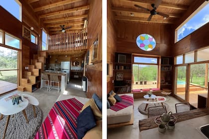El interior está planteado como un loft conformado por un living en doble altura, cocina, baño y dormitorio en el entrepiso.