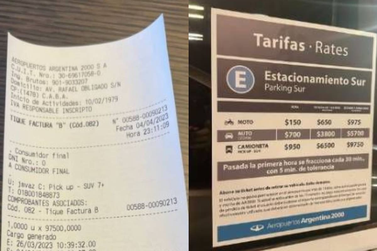 Una tuitera subió a las redes el ticket con lo que le costó el estacionamiento en el aeroparque porteño y recibió críticas y apoyo