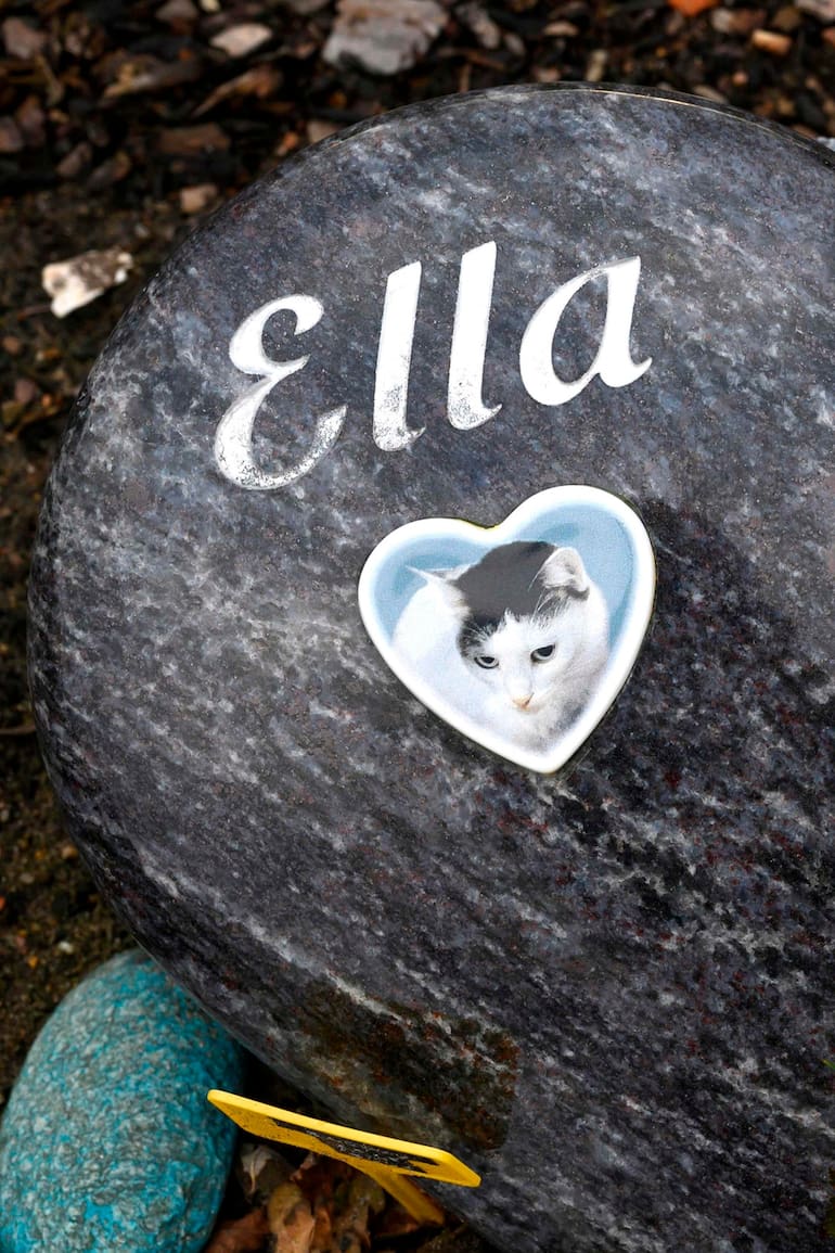 Una tumba de una mascota en forma de corazón el cementerio de Tierhimmel ("Animal Heaven") en Teltow, a las afueras de Berlín
