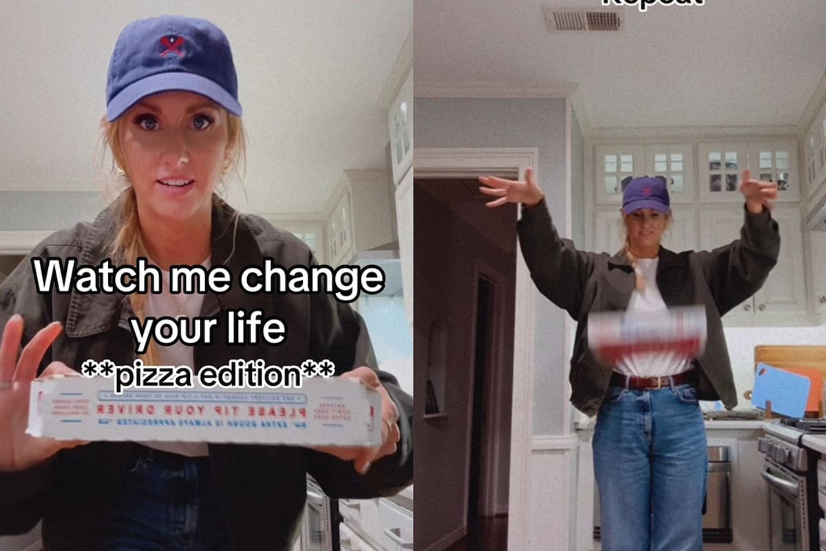 Una usuaria de TikTok mostró su método inusual para sacarle el exceso de aceite a la pizza (MamáTimeonaDime)