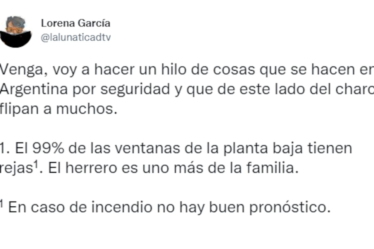 Una usuaria hizo un hilo viral en Twitter para mostrar las medidas de seguridad que toman los argentinos para evitar robos