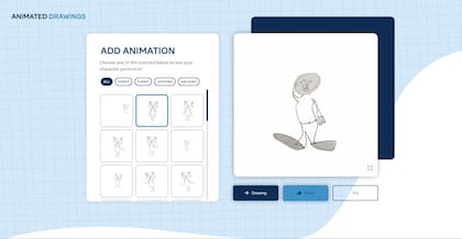 Una vez que el sistema reconoció la figura, será posible elegir múltiples animaciones y exportarlas