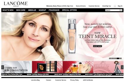 Una vieja captura de pantalla de la campaña publicitaria de la crema de Lancôme con Julia Roberts, que debió ser retirada ante la exigencia del organismo regulador de Reino Unido