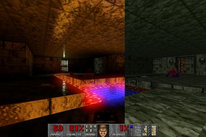 Una vista a pantalla partida muestra el impresionante cambio de Doom con el mod que incorpora las mejoras con ray tracing en el clásico videojuego lanzado en 1993
