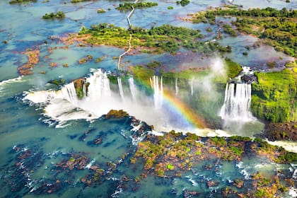 Una vista aérea de las cataratas del Iguazú