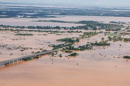 Una vista aérea de las inundaciones en Río Grande do Sul