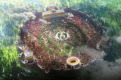 Una vista aérea de Lithonia, la enorme ciudad virtual desarrollada por el estudio Varuna en Minecraft