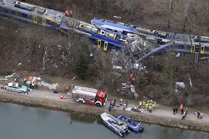 Una vista aérea del accidente cerca de la localidad bávara de Bad Aibling, en el sur de Alemania