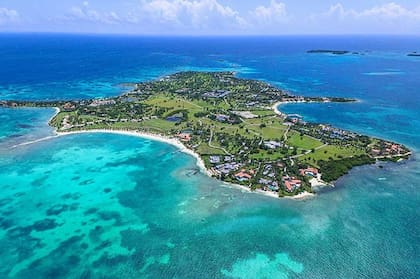 Una vista aérea del Jumby Bay Island Resort en Antigua y Barbuda, donde Lionel Messi pasó una de sus últimas vacaciones