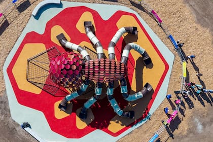 Una vista aérea que refleja la silueta de la araña