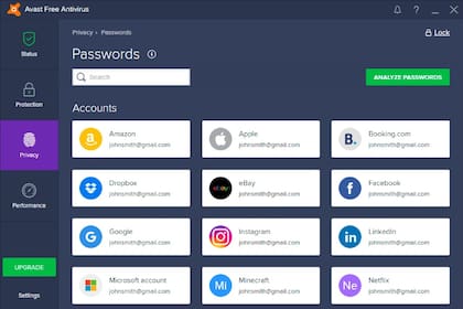 Una vista de Avast Premium Security
