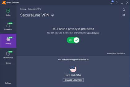 Una vista de Avast Premium Security
