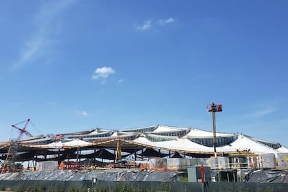 Una vista de la nueva estructura del Googleplex, el complejo de oficinas de la compañía