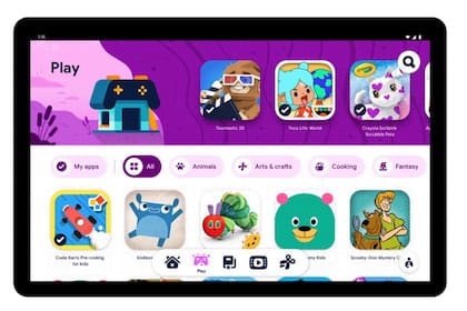 Una vista de Kids Space, el modo para niños que acaba de lanzar Google para las tabletas equipadas con Android