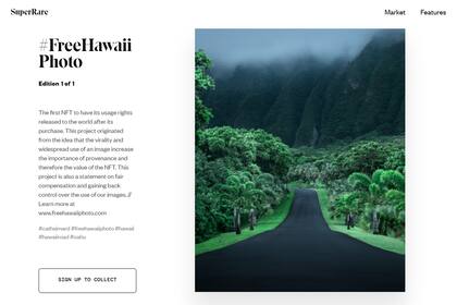 Una vista de la foto del camino hawaiano, una obra digital de la fotógrafa Cath Simard subastada en 300.000 dólares en la plataforma Super Rare