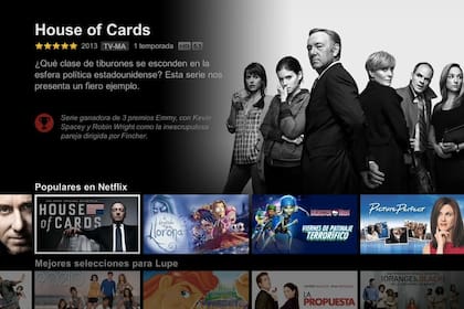 Una vista de la nueva interfaz de Netflix para pantallas de TV