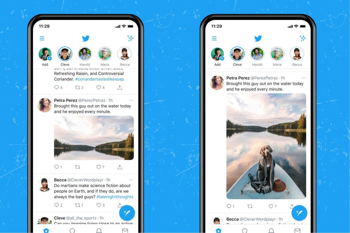 Una vista de la nueva interfaz que planea implementar Twitter en sus aplicaciones para iPhone y Android, con una mejor visualización de las fotos y videos en el timeline