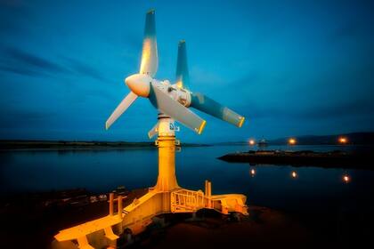 Una vista de la turbina marina AK-1000 en Nueva Escocia, Canadá, el mismo modelo instalado en el océano Atlántico y el Mar del Norte