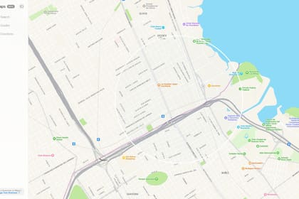 Una vista de la versión web de Apple Maps
