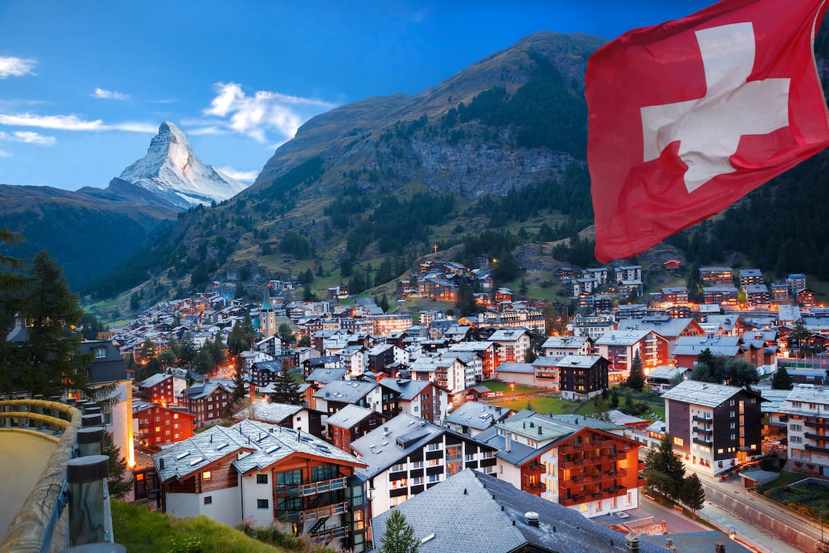Una vista de los Alpes Suizos.