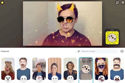 Una vista de los filtros de Snapchat para el escritorio