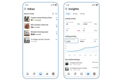 Una vista de Seller, la app que Meta está probando para vendedores de Facebook Marketplace