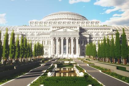 Una vista de The Uncensored Library, la biblioteca de contenidos sin censura creada por Reporteros sin fronteras en Minecraft