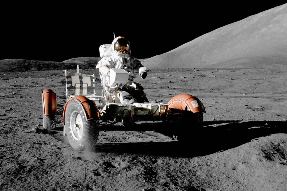 Una vista del Apollo Lunar Roving Vehicle, el rover con capacidad para transportar dos astronautas en la superficie lunar