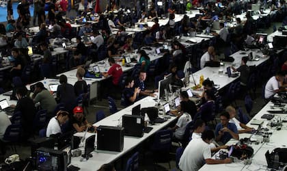 Una vista del Campus Party de San Pablo, Brasil, un evento que reunió a cientos de entusiastas en diversos talleres y encuentros en torno a las telecomunicaciones e Internet