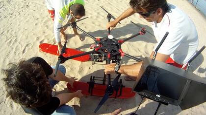 Una vista del drone salvavidas presentado en Rosario