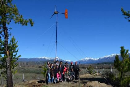 Una vista del generador instalado por los alumnos de la escuela agrotécnica de Cholila, Chubut