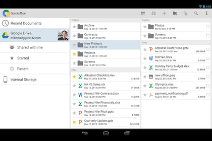 Una vista del renovado Quickoffice, que estará disponible de forma gratuita para iOS y Android