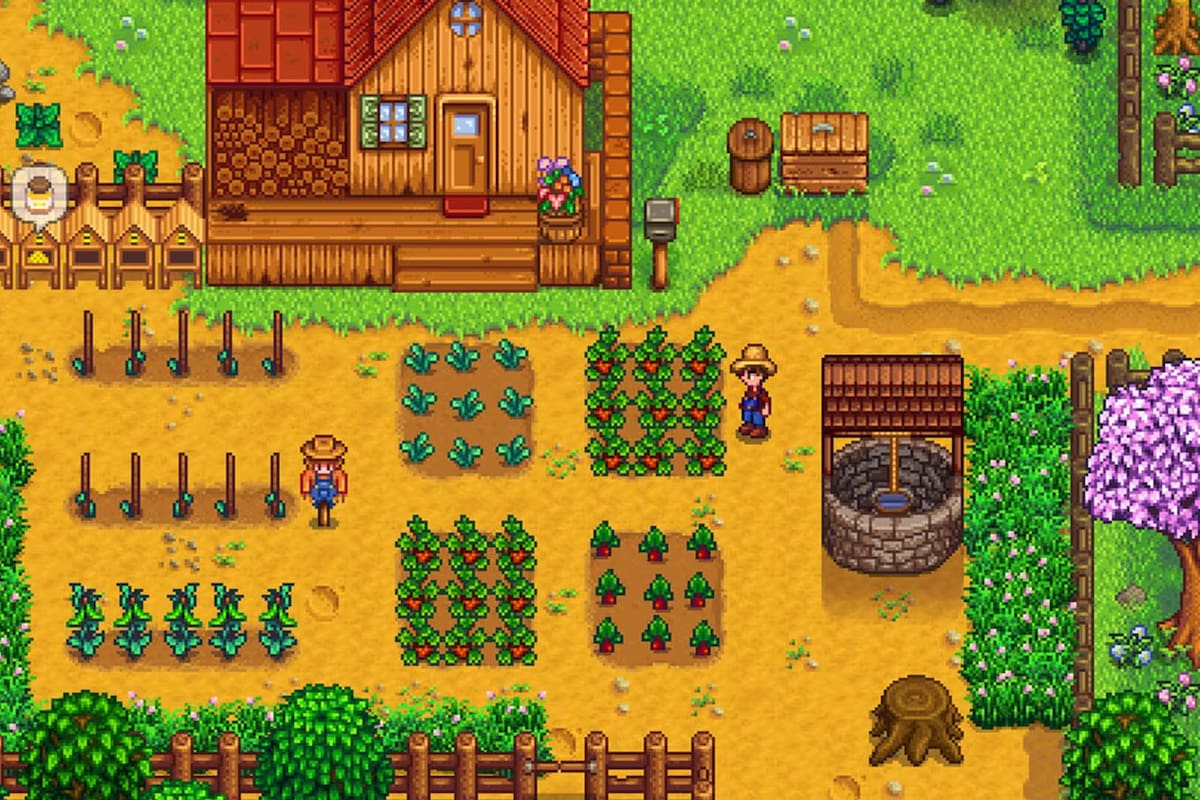 Una vista del Stardew Valley