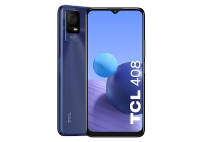 Una vista del TCL 408, el teléfono de TCL equipado con pantalla NXTVISION de 6,6 pulgadas, 64 GB de capacidad de almacenamiento y 4 GB de RAM