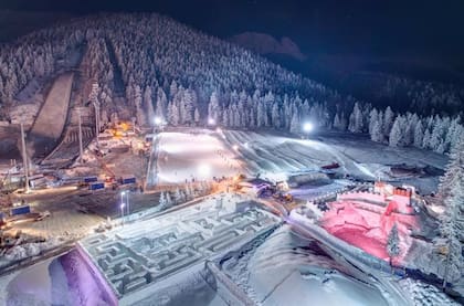 Una vista épica: Snowlandia de noche